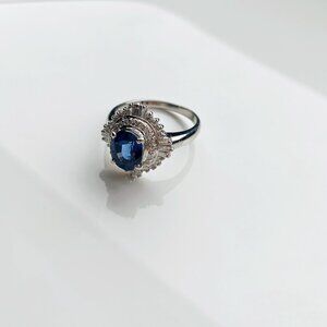 Platinum 2ct GIA Unheated Thai Sapphire and Diamond Ring